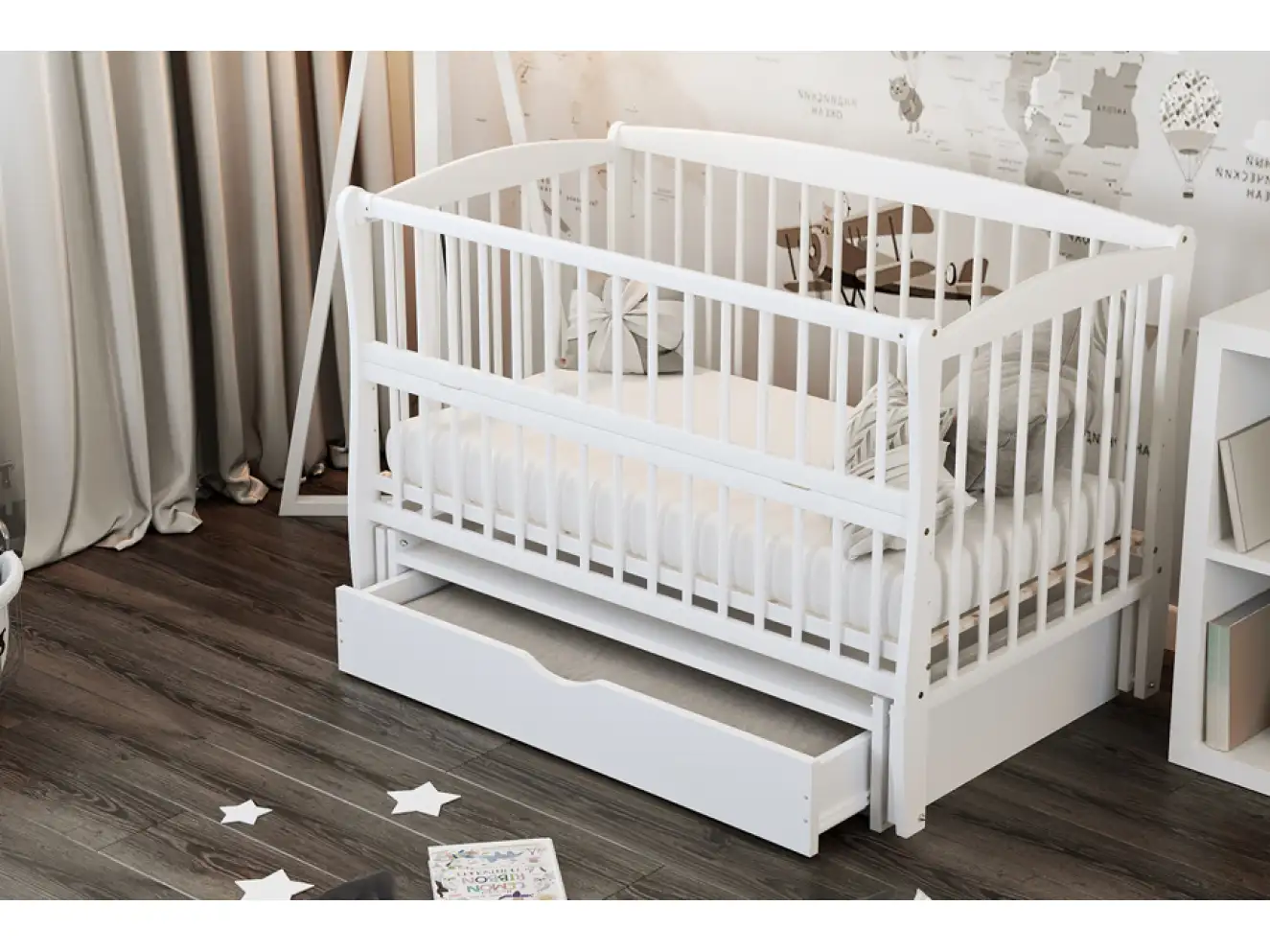 Кроватка детская Элит Цвет Серый