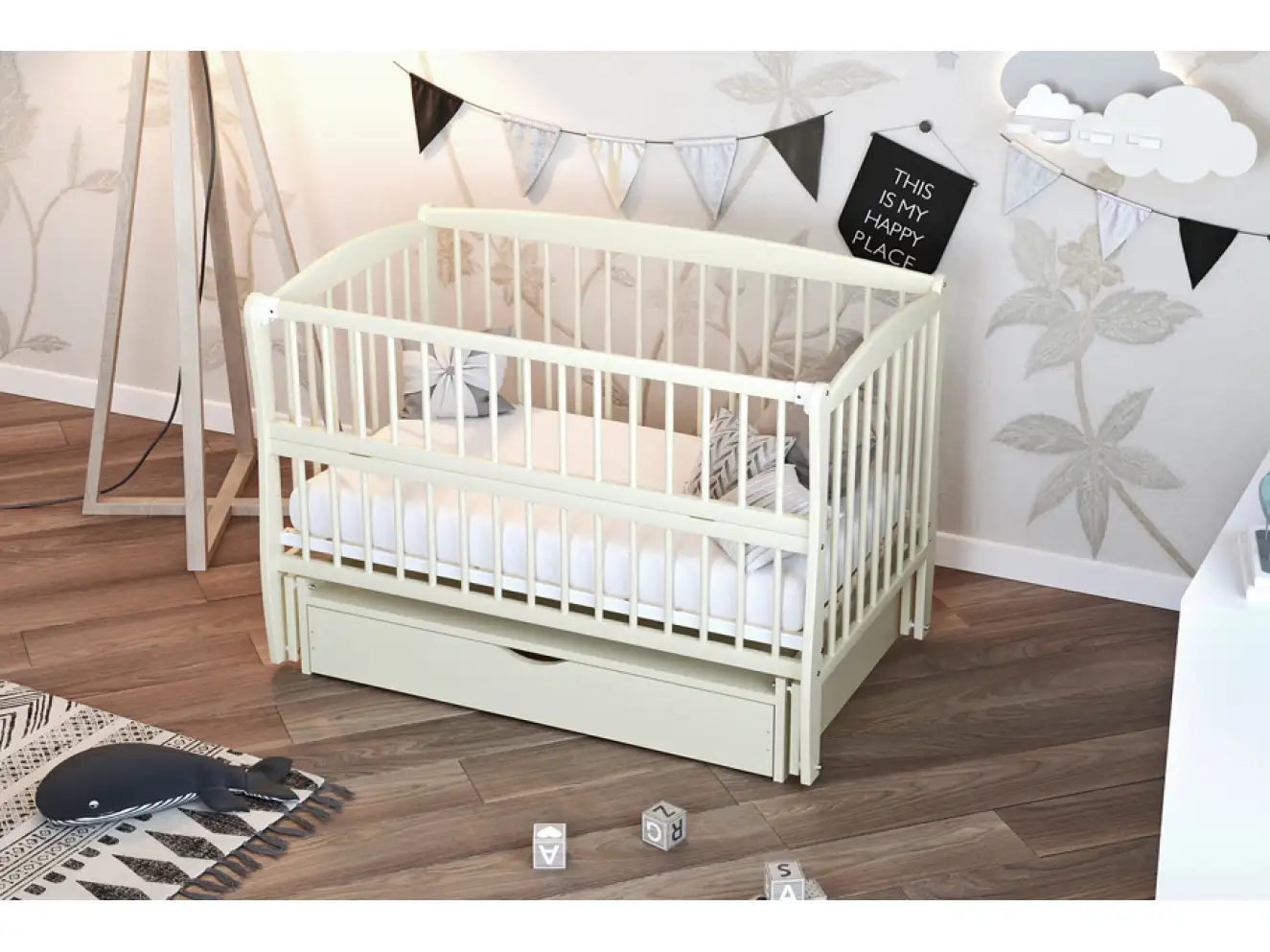 Кроватка детская Элит Цвет Серый