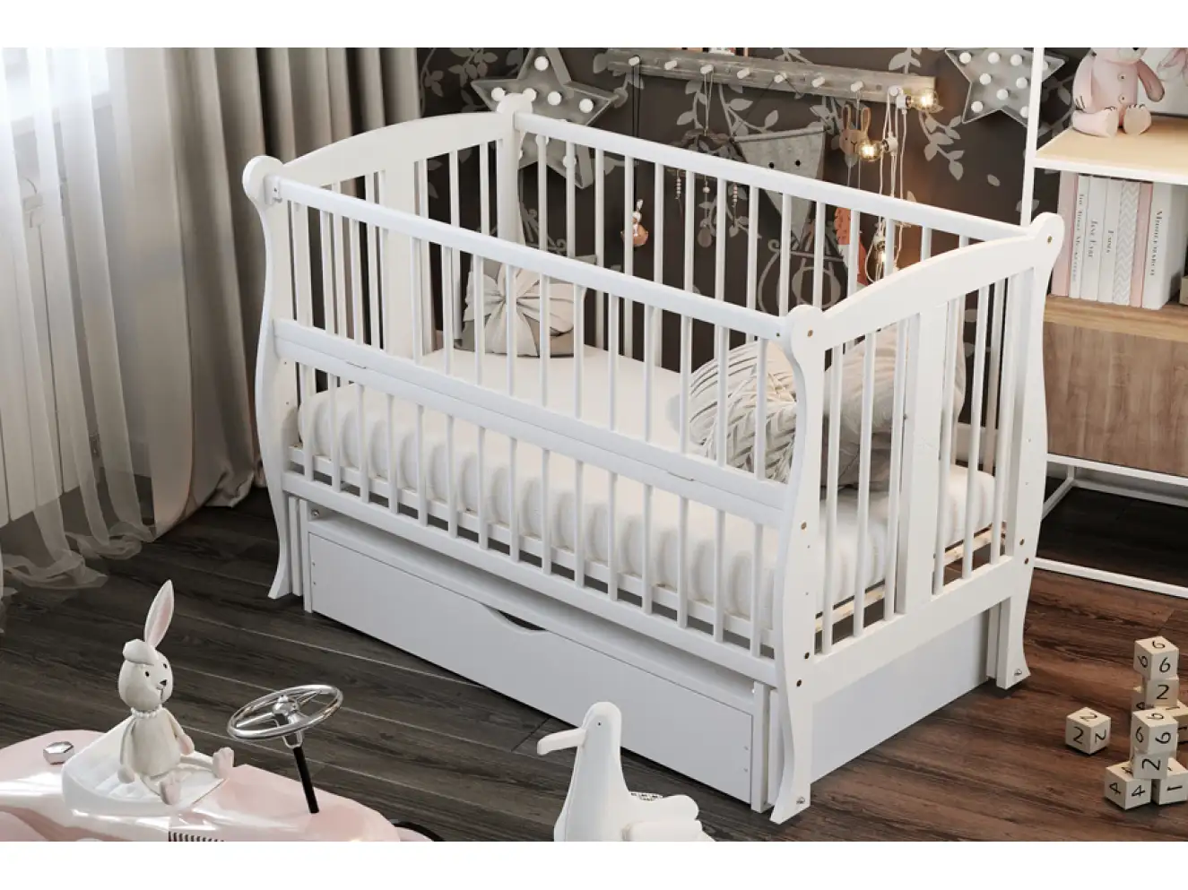 Кроватка детская Грация Цвет Слоновая Кость