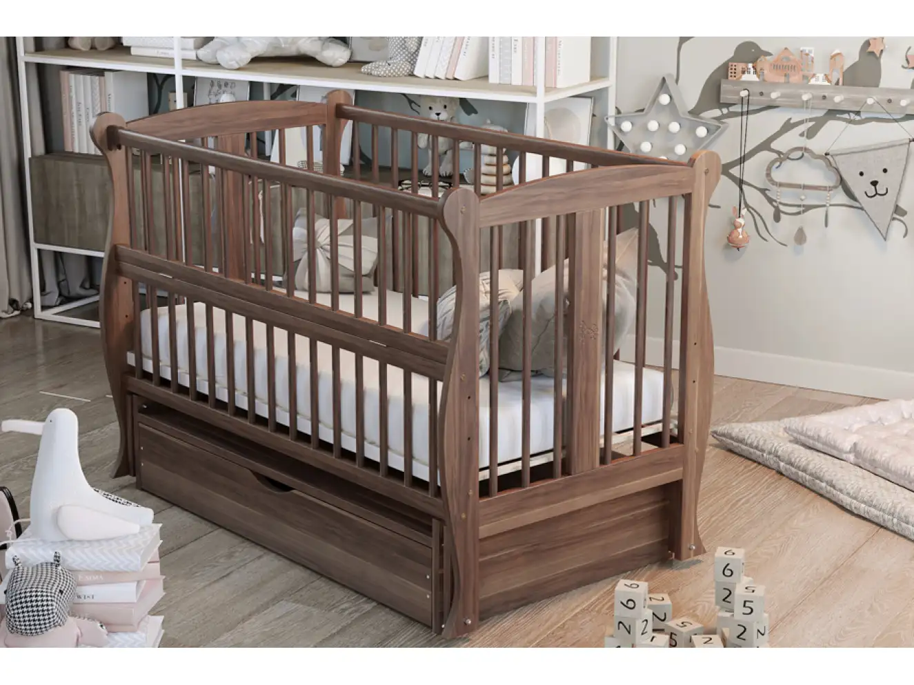 Кроватка детская Грация Цвет Орех