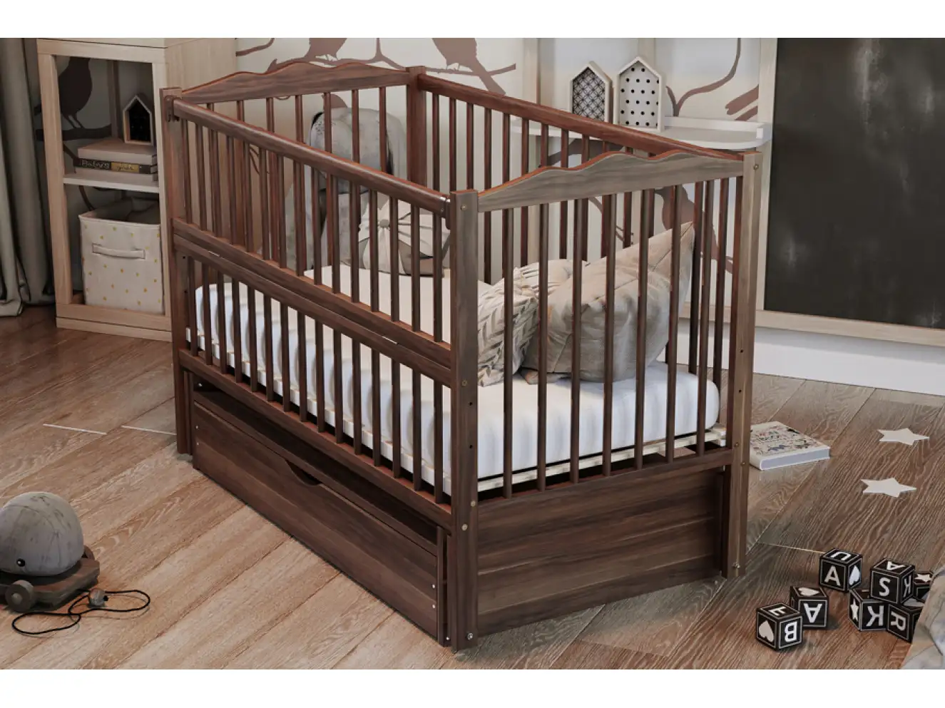 Кроватка детская Радуга Цвет Орех