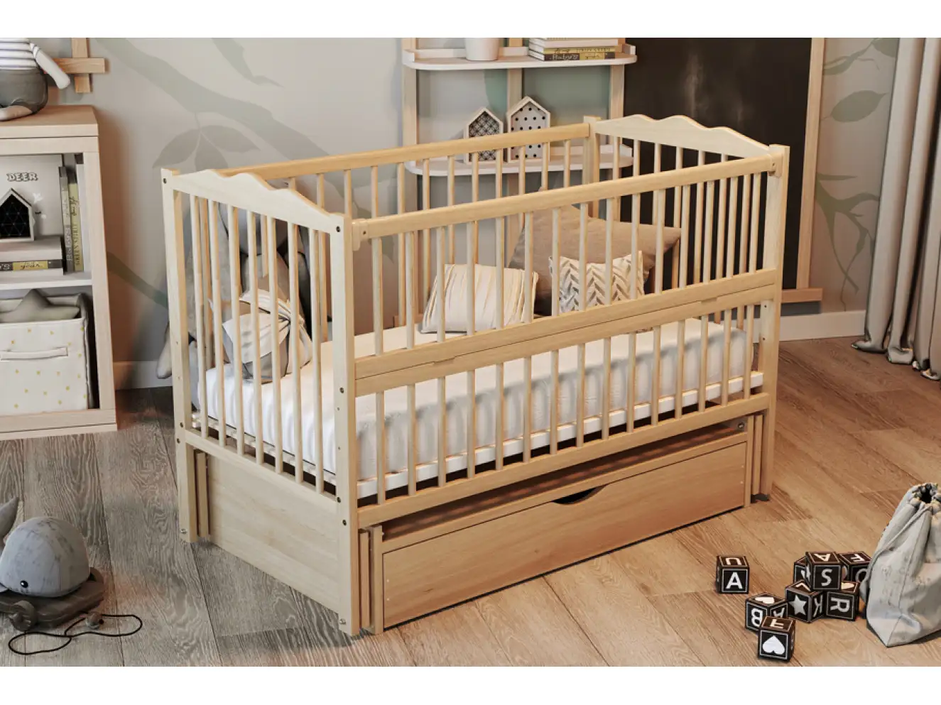 Кроватка детская Радуга Цвет Орех