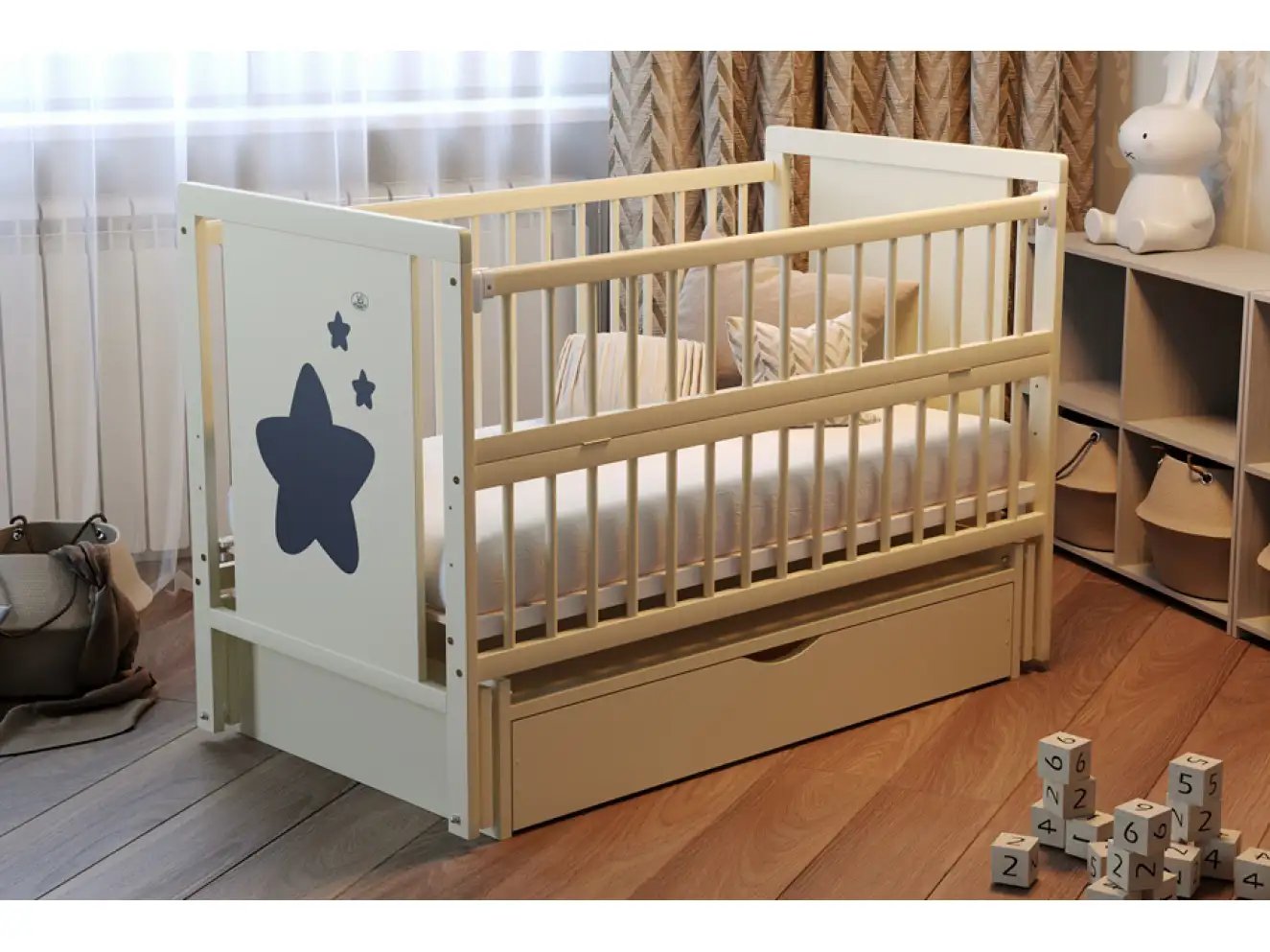 Ліжечко дитяче Зірочка Колір Сірий