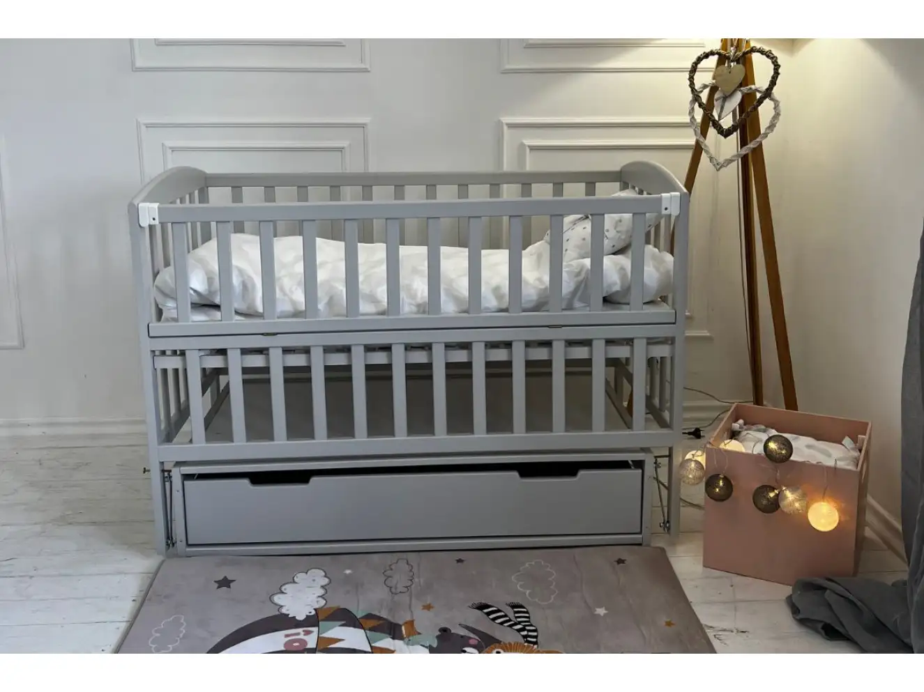 Кроватка для малышей Valeri (Валери) Цвет Серый