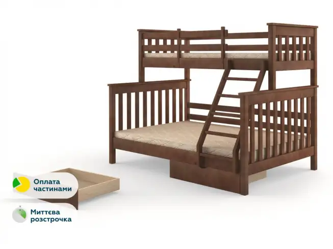 Ліжко двоярусне тримісне Скандинавія (Тоноване)