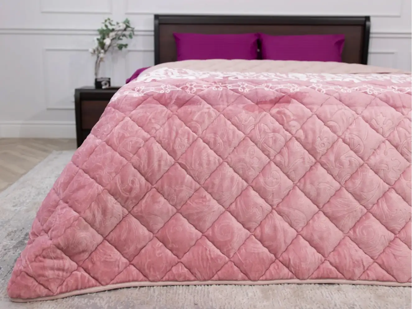 Полуторное флисовое стёганое покрывало