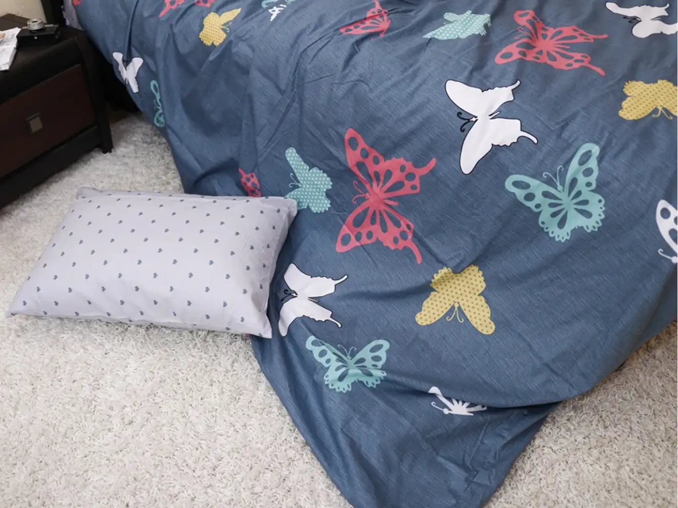 Полуторный набор постельного белья Бабочки 150x220 из Сатина