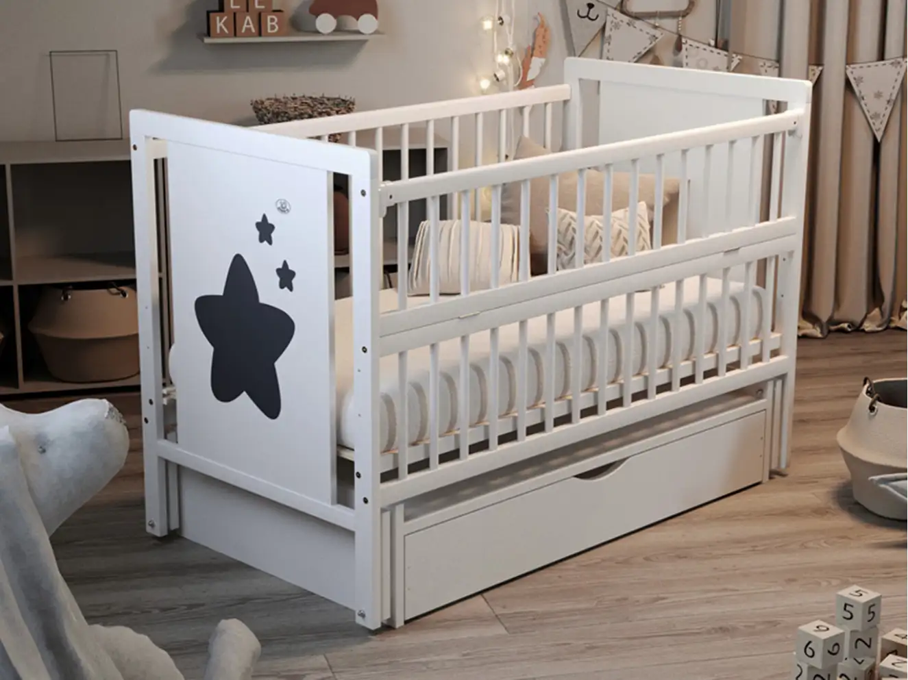 Кроватка детская Звездочка Цвет Белый