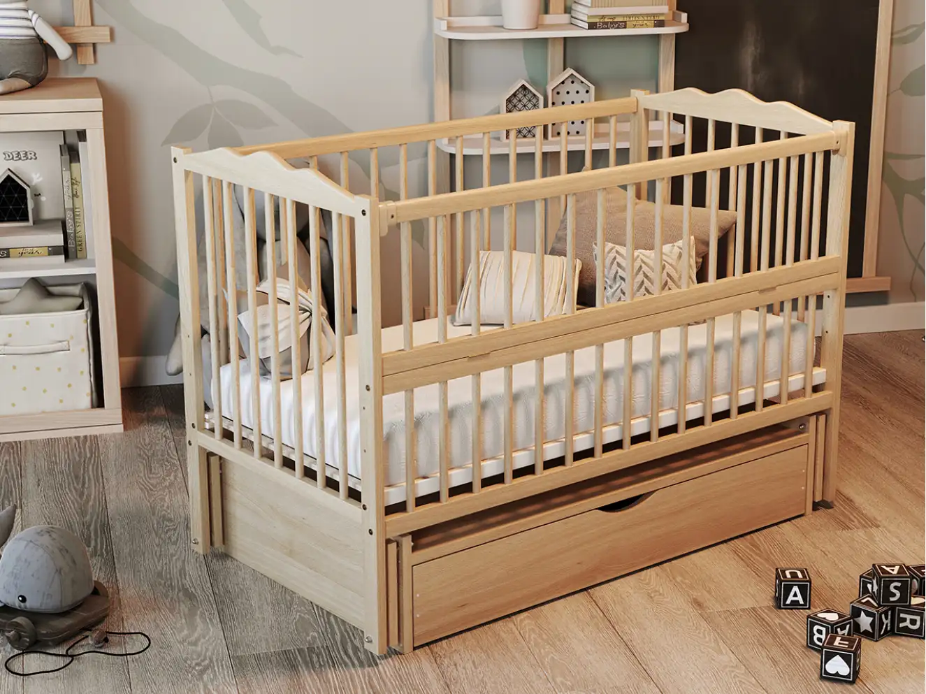 Кроватка детская Радуга Цвет Натуральный