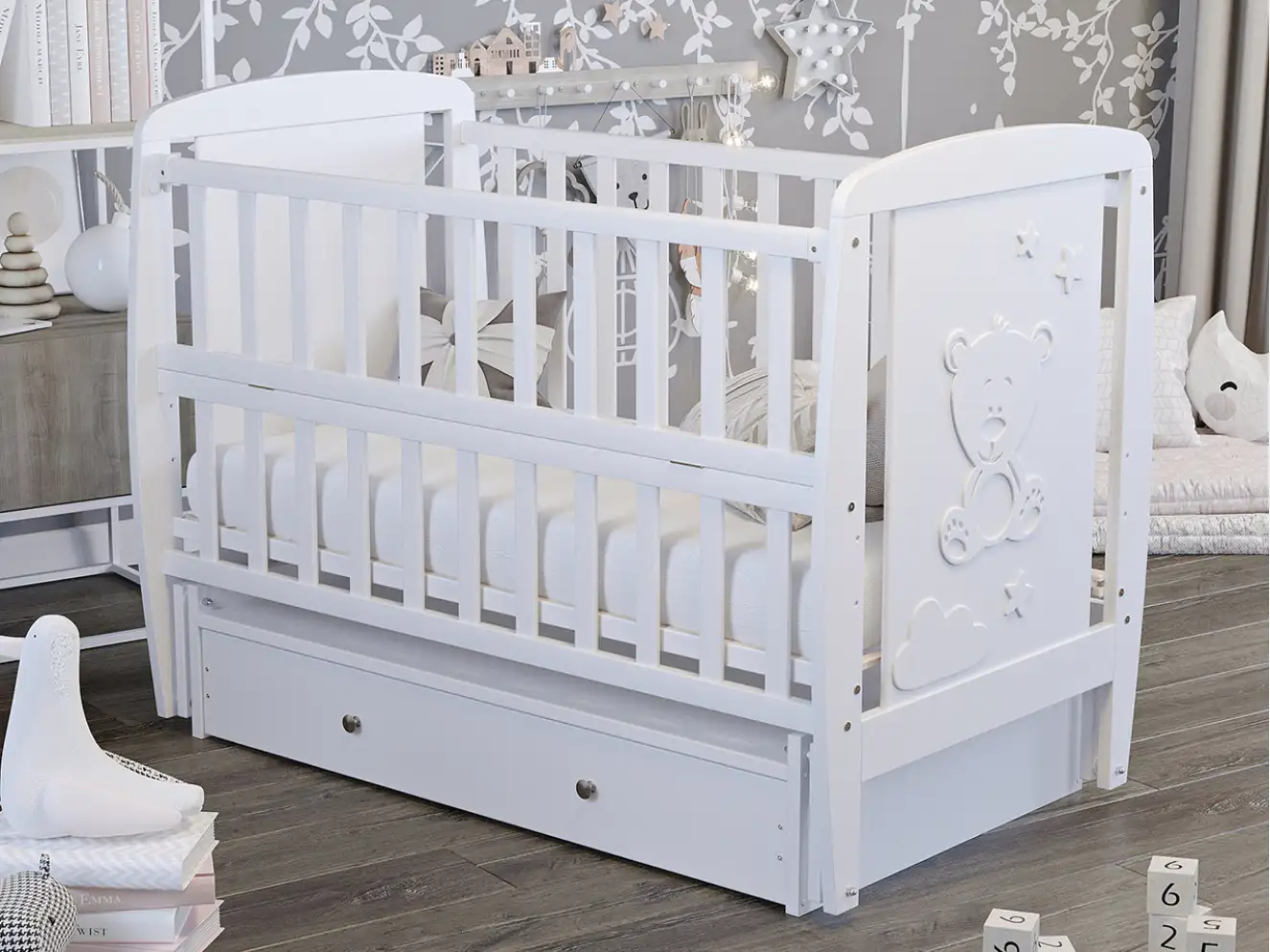 Кроватка детская Умка Цвет Серый