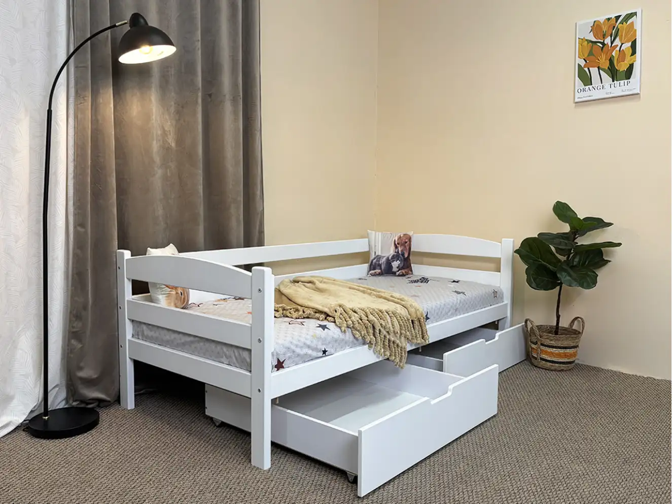 Дитяче ліжко з бортиком Лілу (бук) Колір RAL