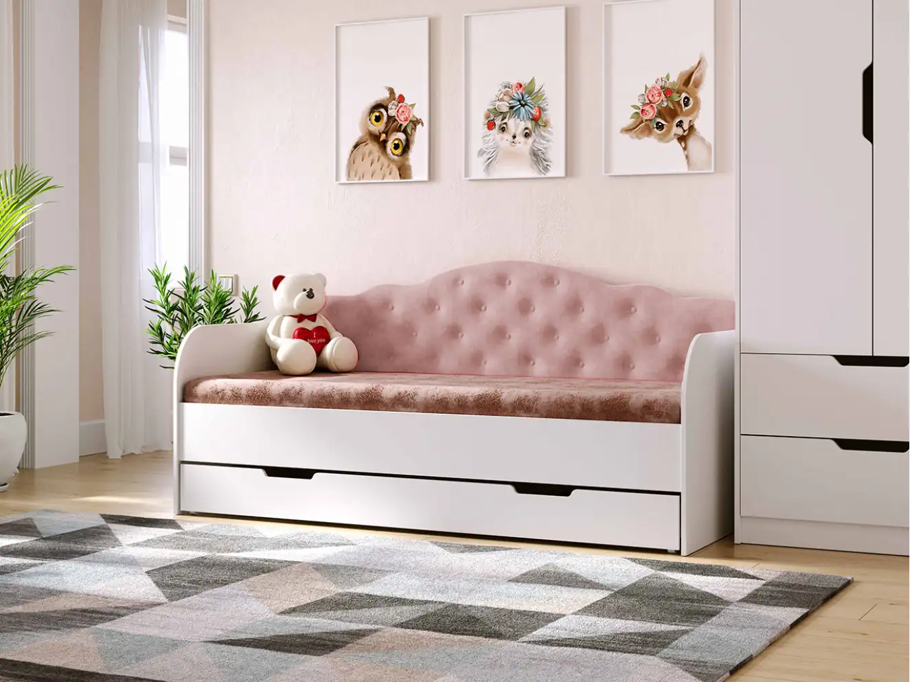 Дитяче ліжко з м`якою спинкою Софія /Sofia