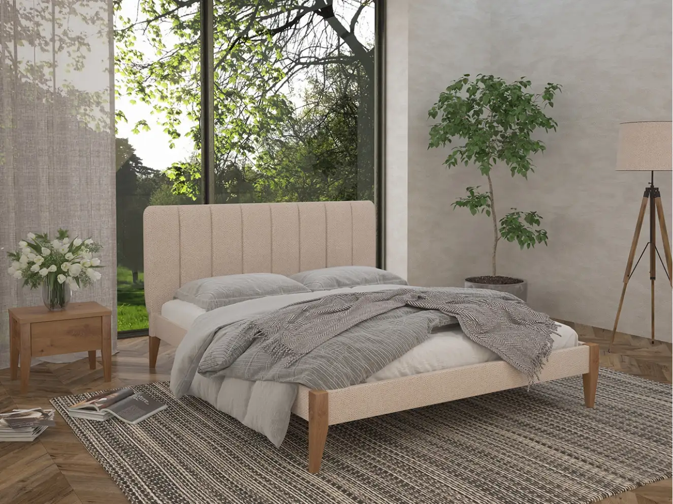 Кровать с мягкой спинкой Лондон Цвет RAL 