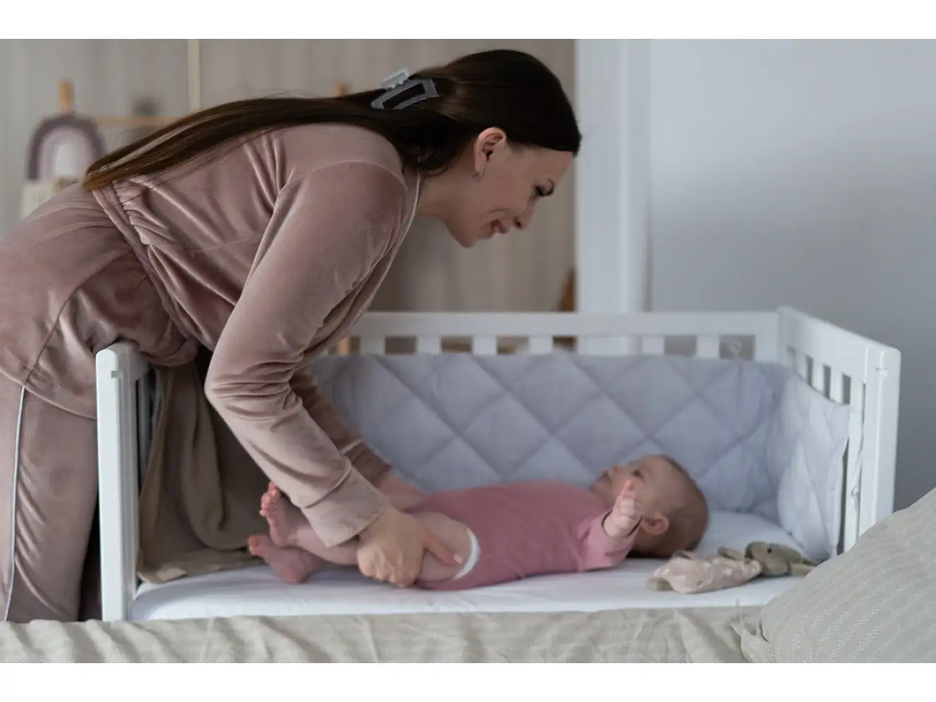 Кроватка детская Верес приставная Лдп13 без ящика (Белый)