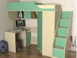 Ліжко Горище ЕКО №1 з мобільним столом і сходами-комод