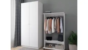 Шкаф для одежды Промо / Promo с полками Белый 2 ДСП