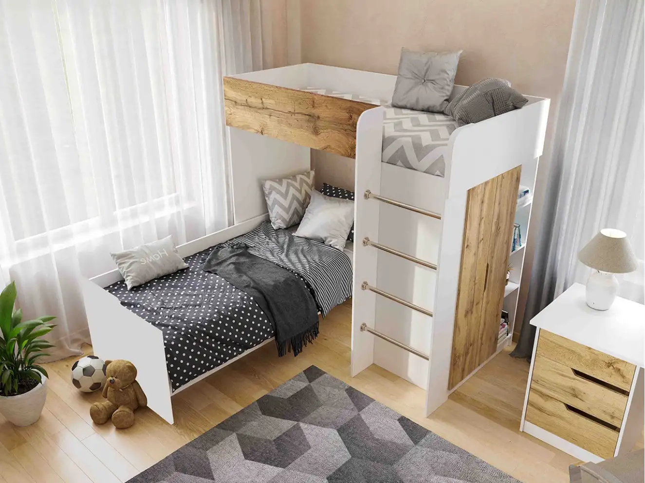 Кровать Чердак №3 / Bedroom 3 Цвет Белый 