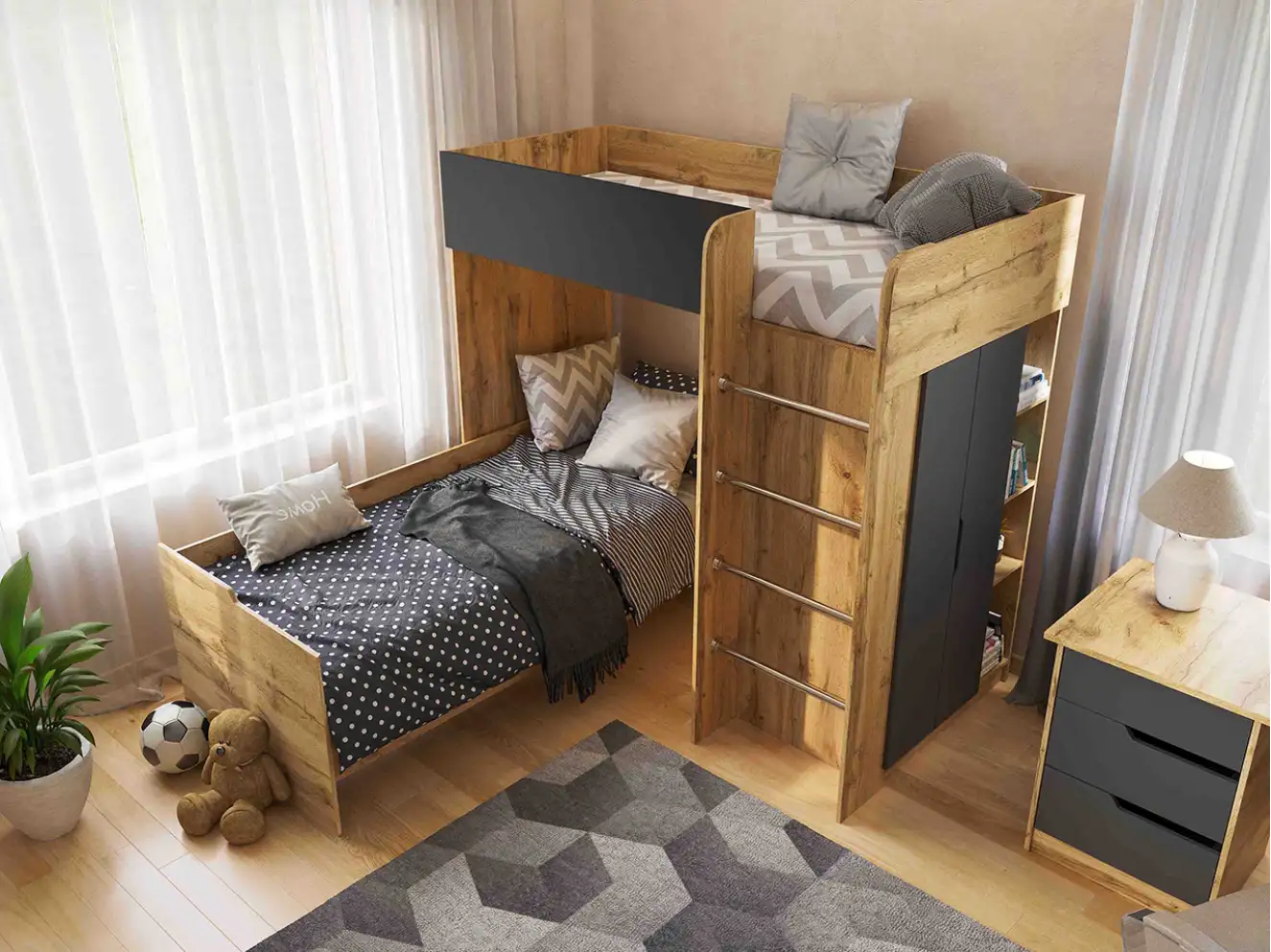 Ліжко Горище №3 / Bedroom 3 Колір Тахо