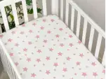 Простирадло дитяче Зірка велика пудра на білому