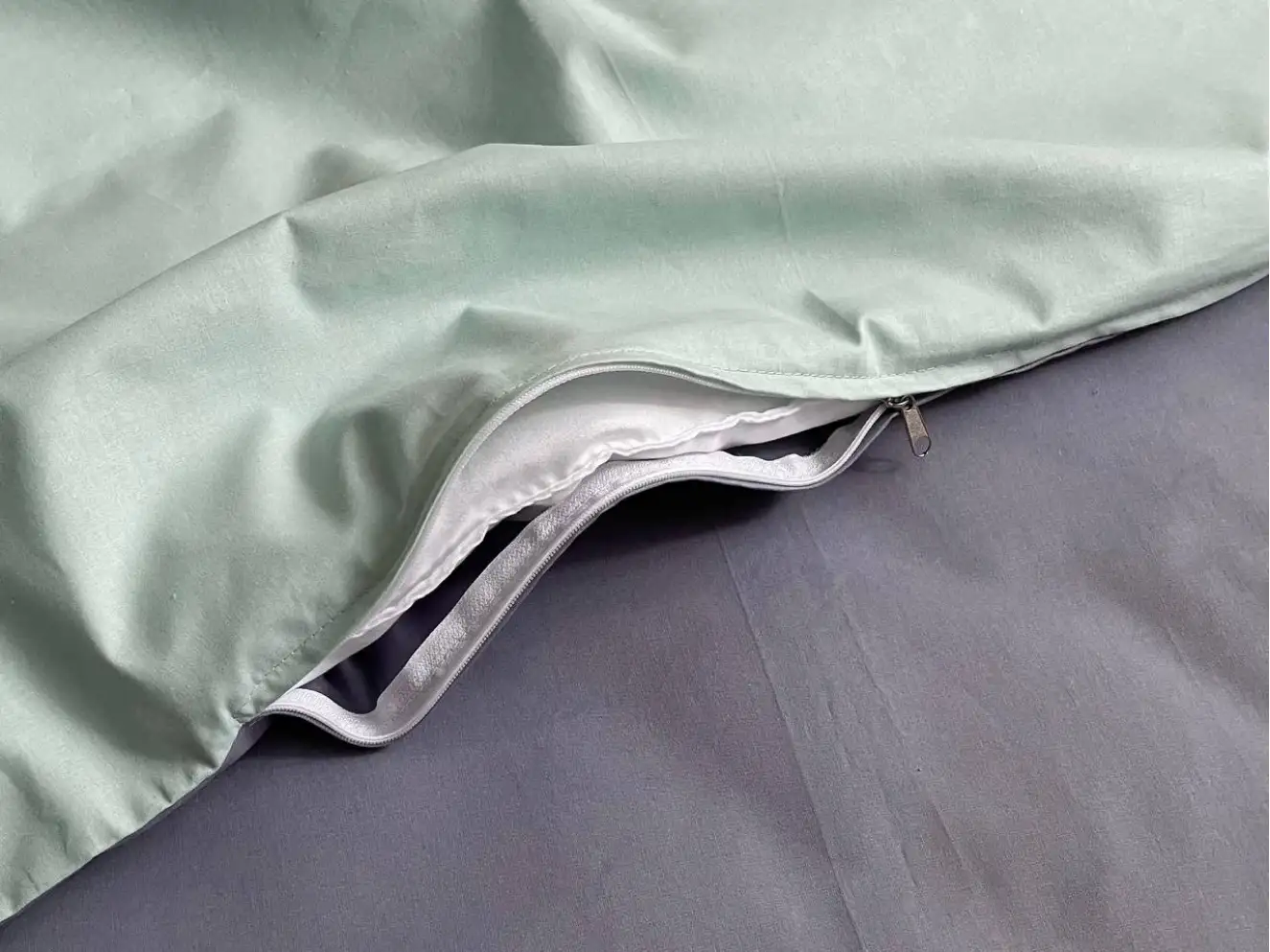 Комплект постельного белья поплин мята/синий