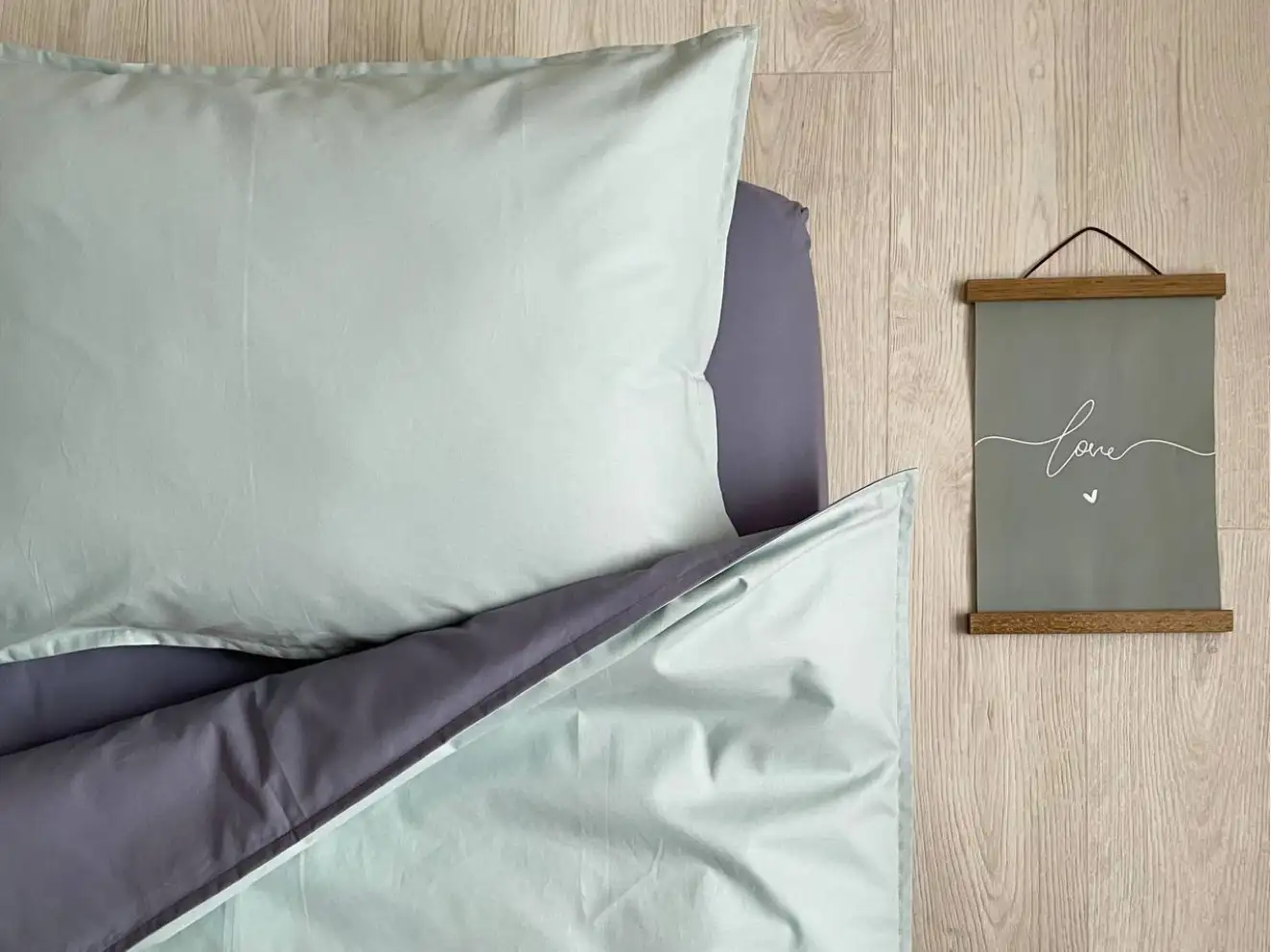 Комплект постельного белья поплин мята/синий