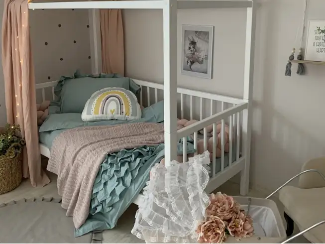 Комплект постільної білизни підлдіток варена бавовона з рюшем м`ята