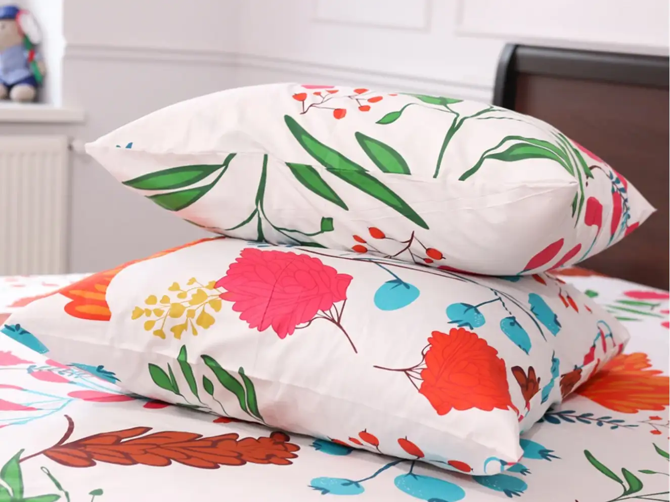 Полуторний набір постільної білизни Квітковий принт 150x220 з сатину