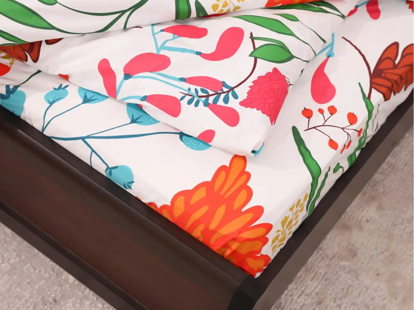 Полуторний набір постільної білизни Квітковий принт 150x220 з сатину