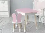 Комплект стол розовое облако с нишей и стульчик бабочка розовый