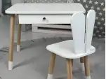 Комплект столик с ящиком и стульчик зайчик белый 