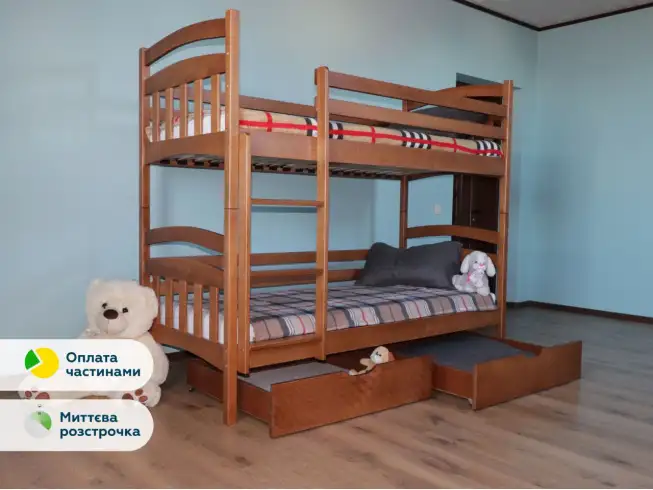 Детская двухъярусная кровать трансформер Бемби (бук) 