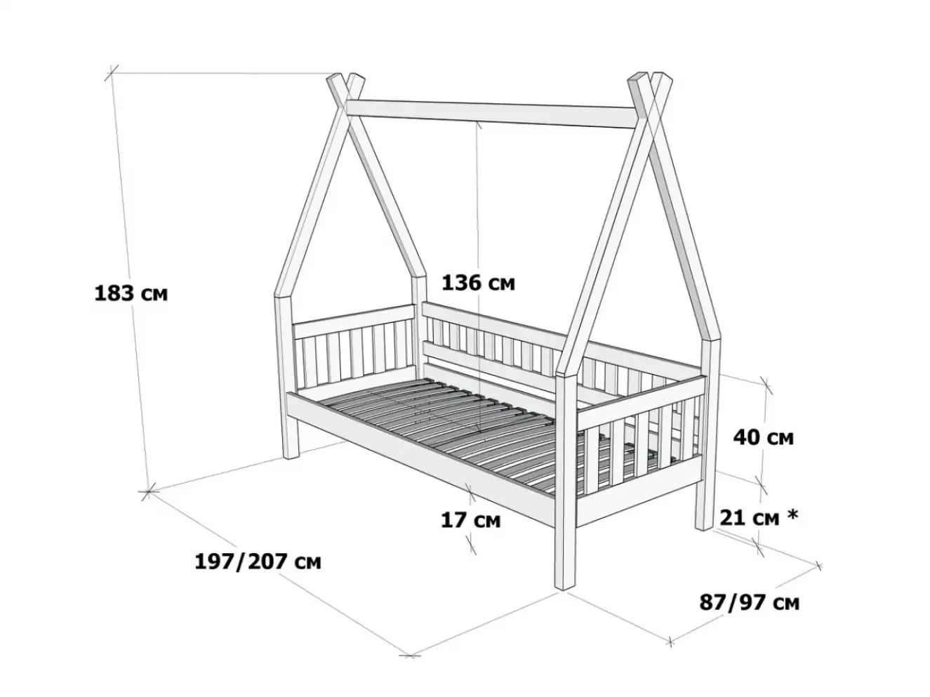 Дитяче ліжко Будиночок Хатинка (бук) Дитяче ліжко Будиночок Хатинка (бук)