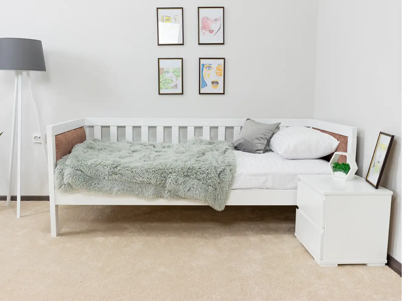 Кровать с мягкой спинкой Дори (бук) 