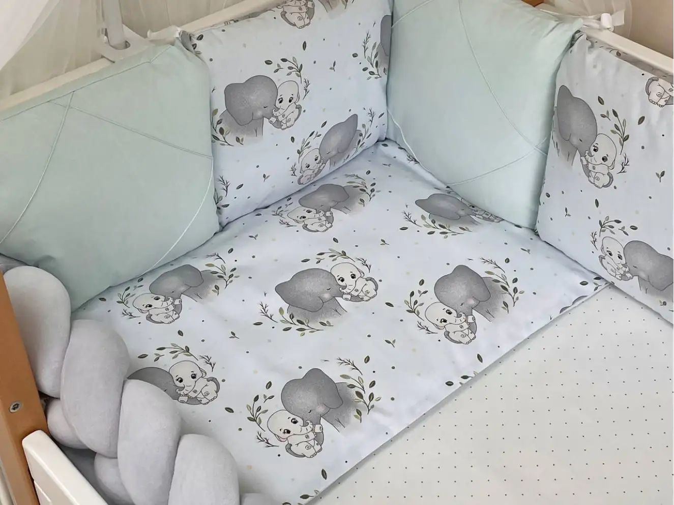 Комплект постельного белья Happy night Слоники (мята)
