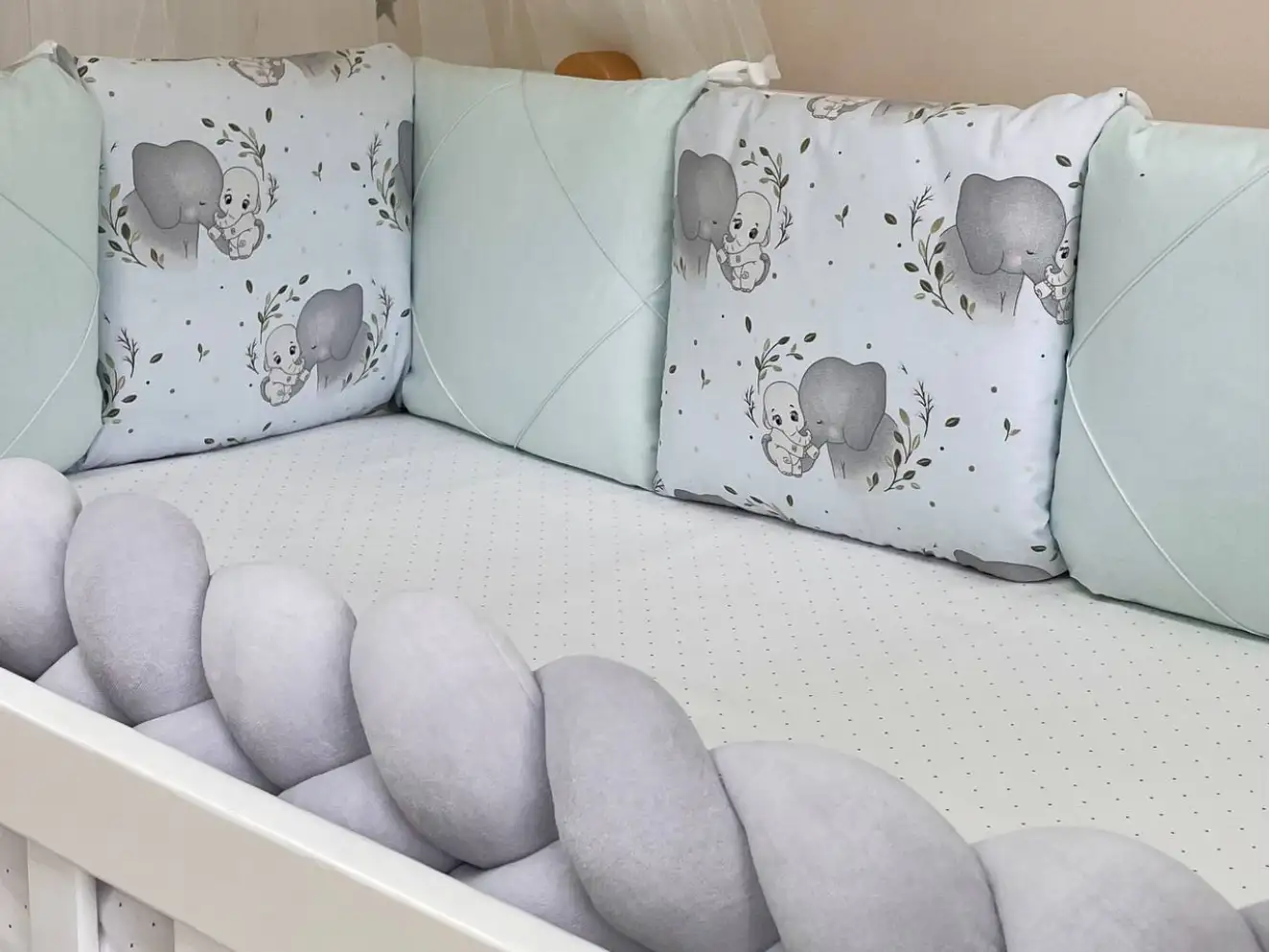 Комплект постельного белья Happy night Слоники (мята)