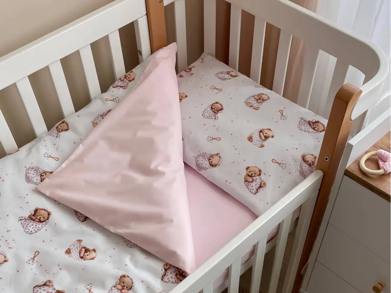 Комплект постільної білизни Baby Mix Ведмедик у ковдрі на білому