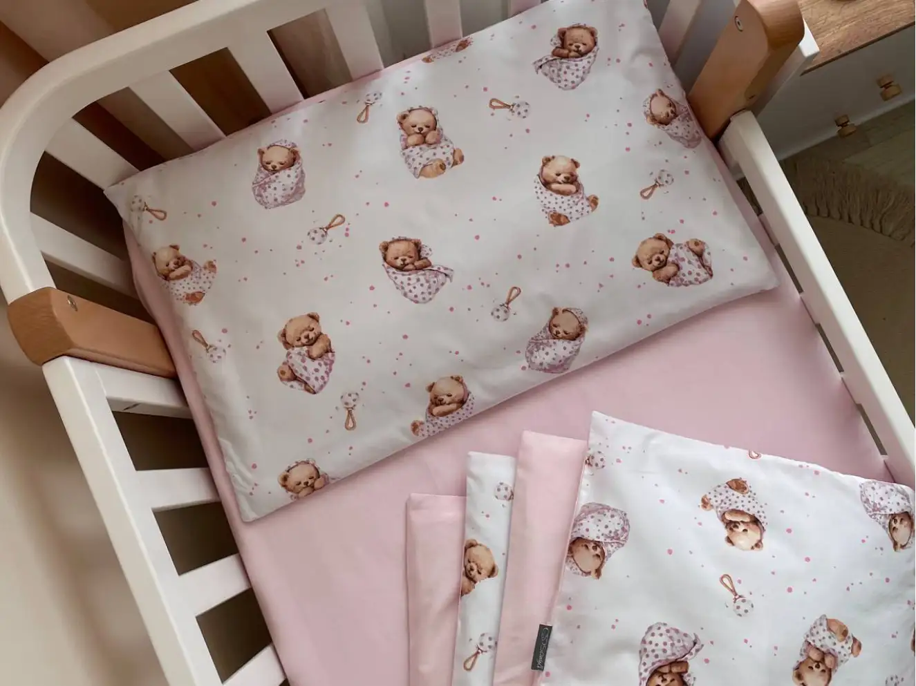 Комплект постільної білизни Baby Mix Ведмедик у ковдрі на білому