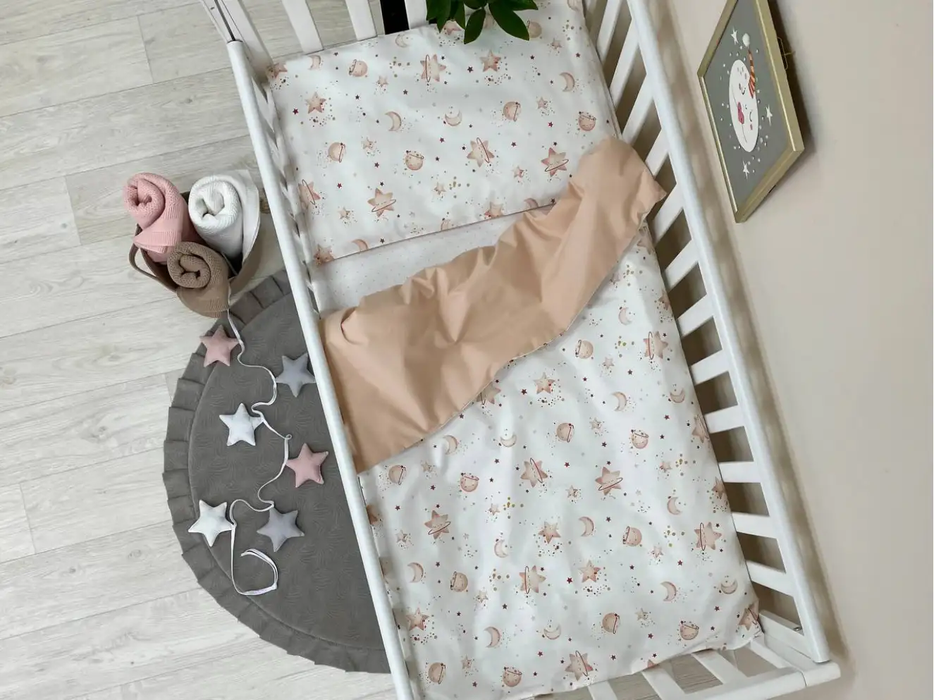 Комплект постельного белья Happy night Галактика бежевый