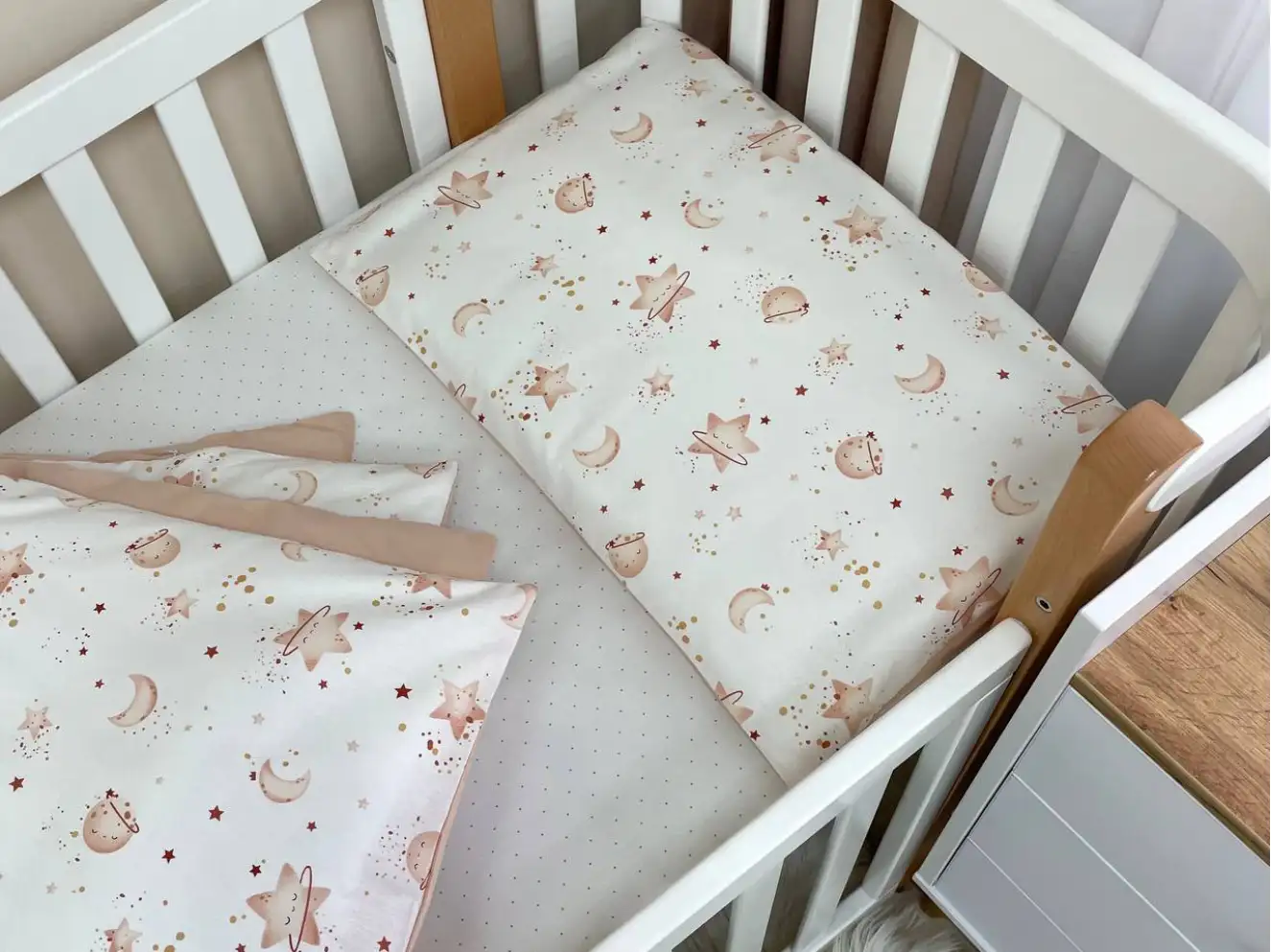 Комплект постельного белья Happy night Галактика бежевый