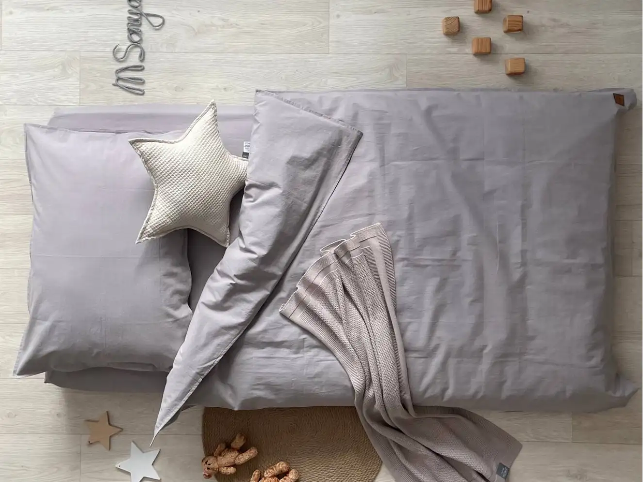 Комплект постільної білизни варена бавовна сірий