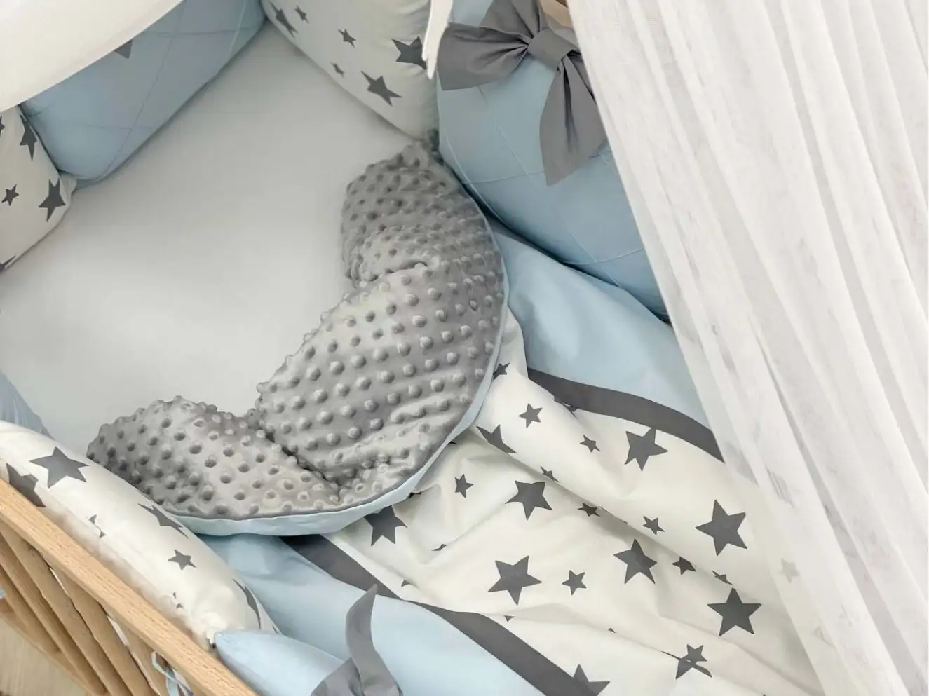 Комплект постельного белья Коллекция №4 Звезды голубой