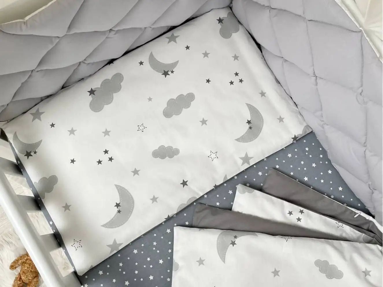 Комплект постельного белья Baby Mix Облака серые с месяцем