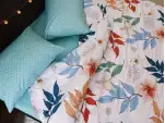 Полуторный набор постельного белья цветные листья 150x220 из сатина