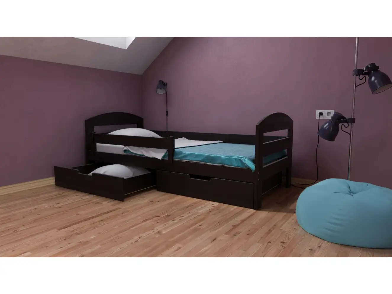 Ліжко дитяче Вінні (масив бука) Тонований