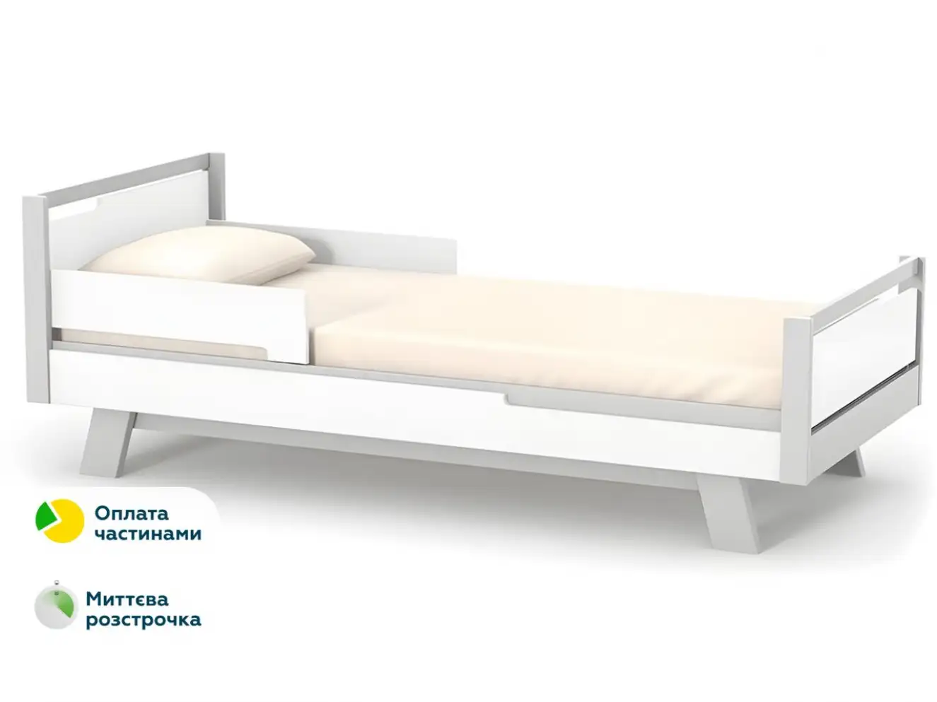 Кровать подростковая Верес Манхэттен (Бело-Серый) 190*80