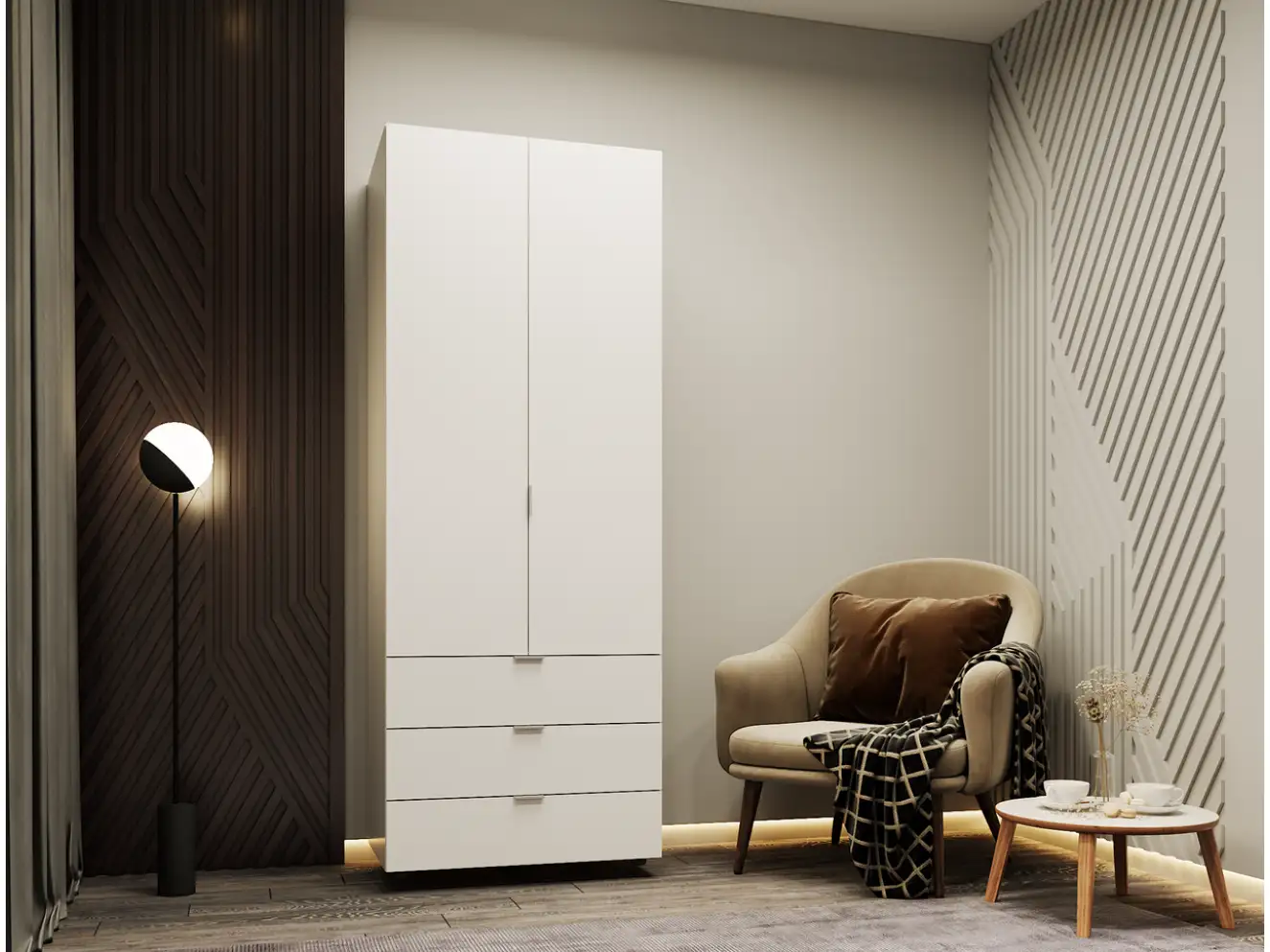 Розпашна Шафа для одягу Гелар Білий 2 ДСП