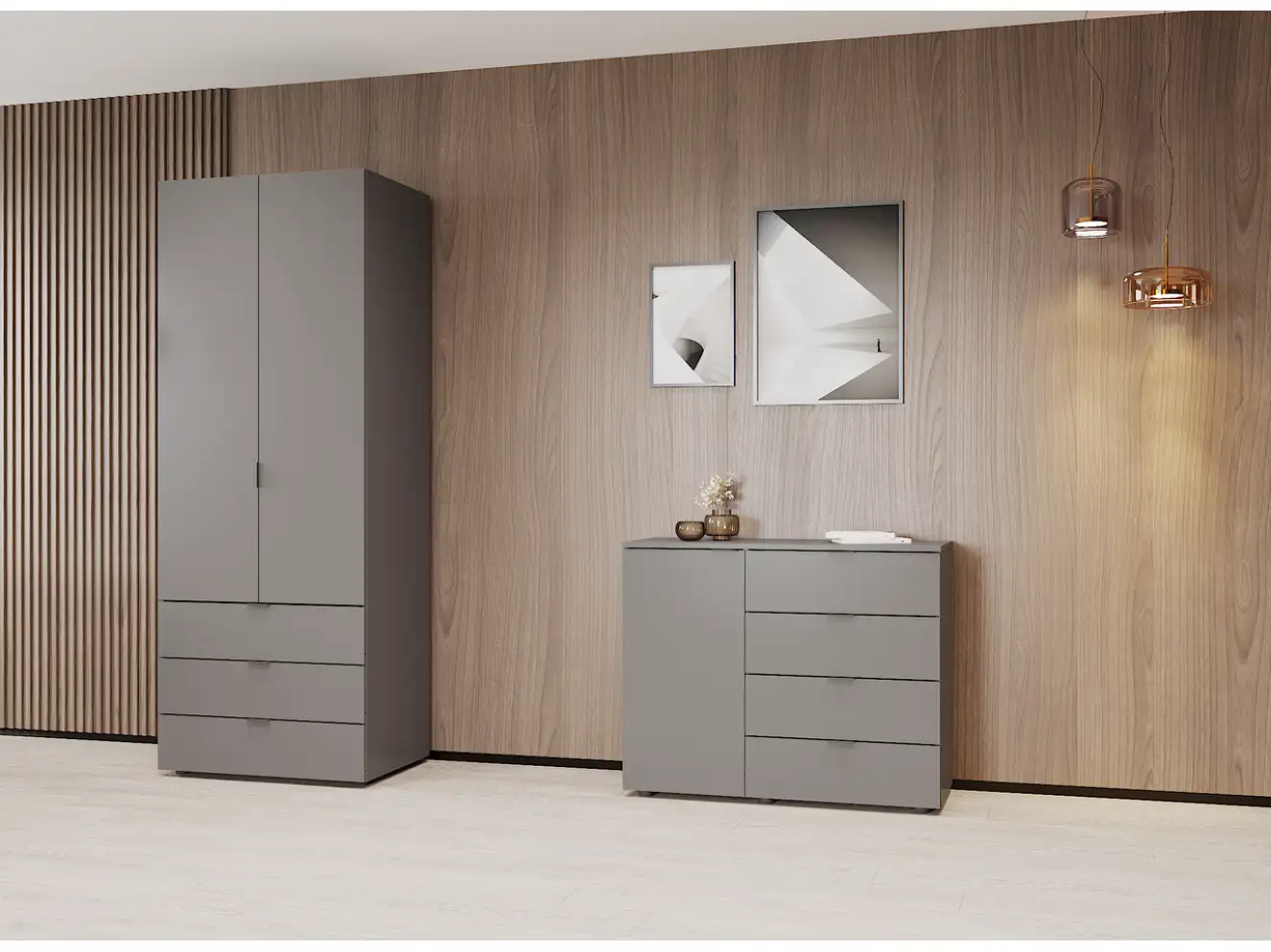 Розпашна Шафа для одягу Гелар Графіт 2 ДСП Розпашна Шафа для одягу Гелар Графіт 2 ДСП