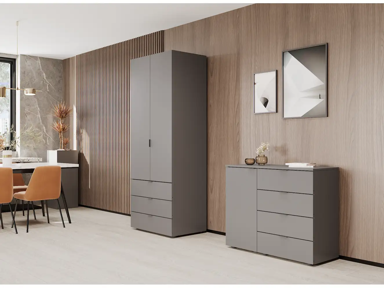 Розпашна Шафа для одягу Гелар Графіт 2 ДСП Розпашна Шафа для одягу Гелар Графіт 2 ДСП