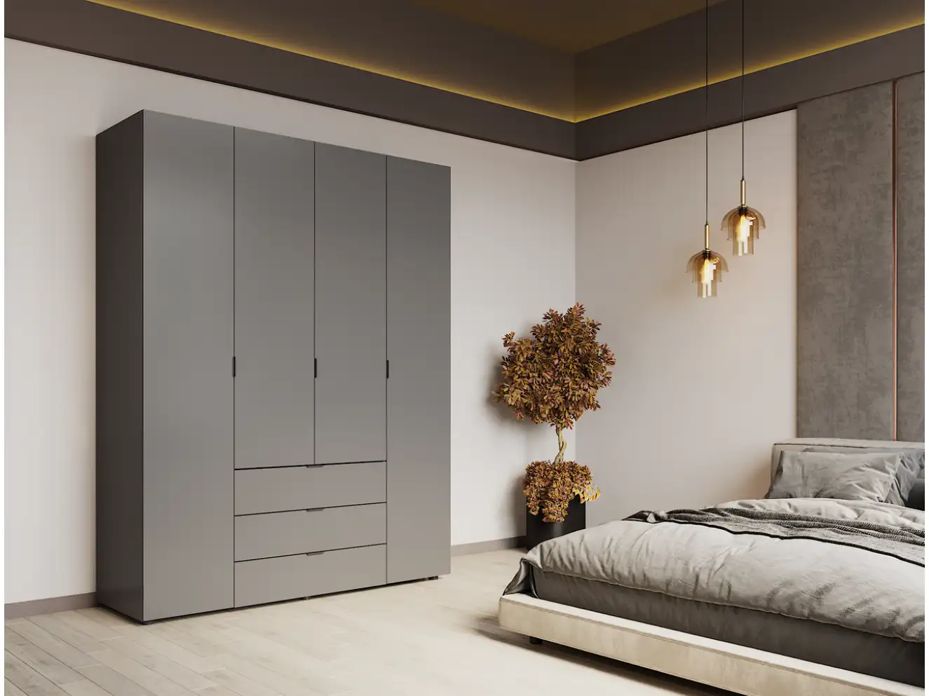 Розпашна Шафа для одягу Гелар Графіт 4 ДСП