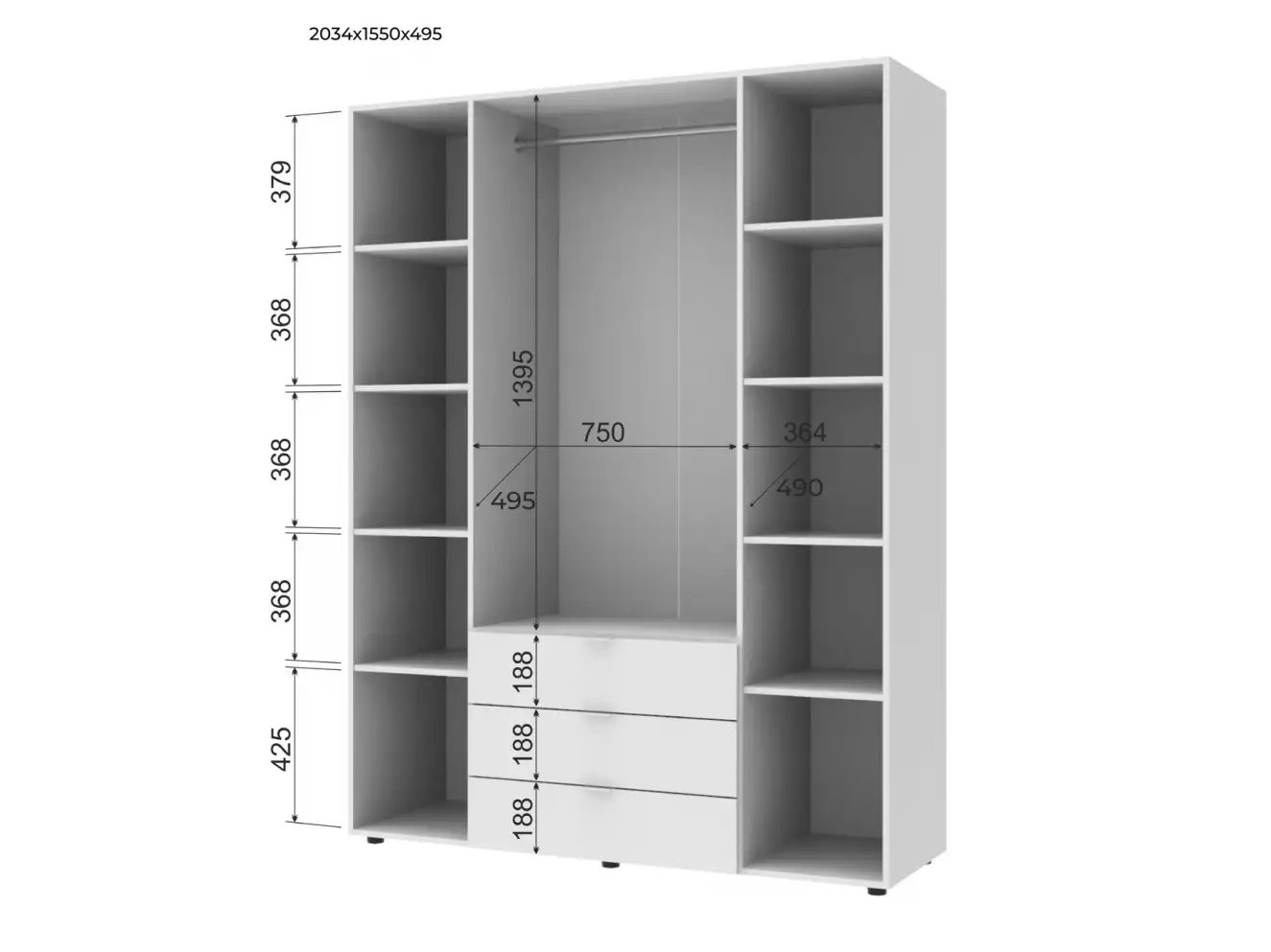 Распашной шкаф для одежды Гелар Белый 4 ДСП Распашной шкаф для одежды Гелар Белый 4 ДСП